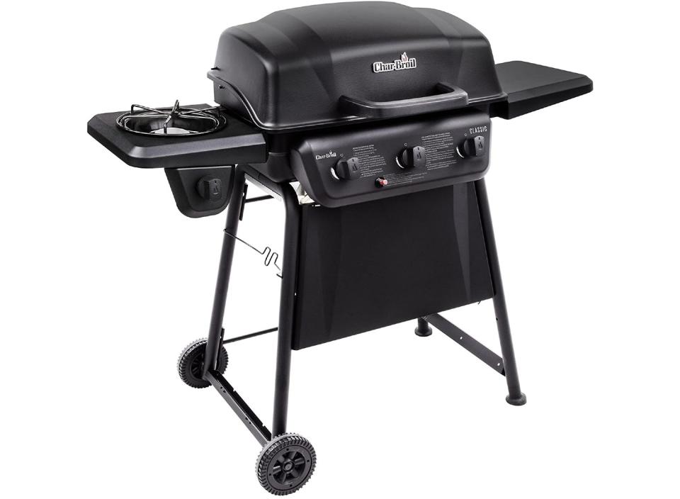 Get your backyard party started with the Char-Broil Classic 360 which features three burners perfect for making tasty barbeque. (Source: Amazon)