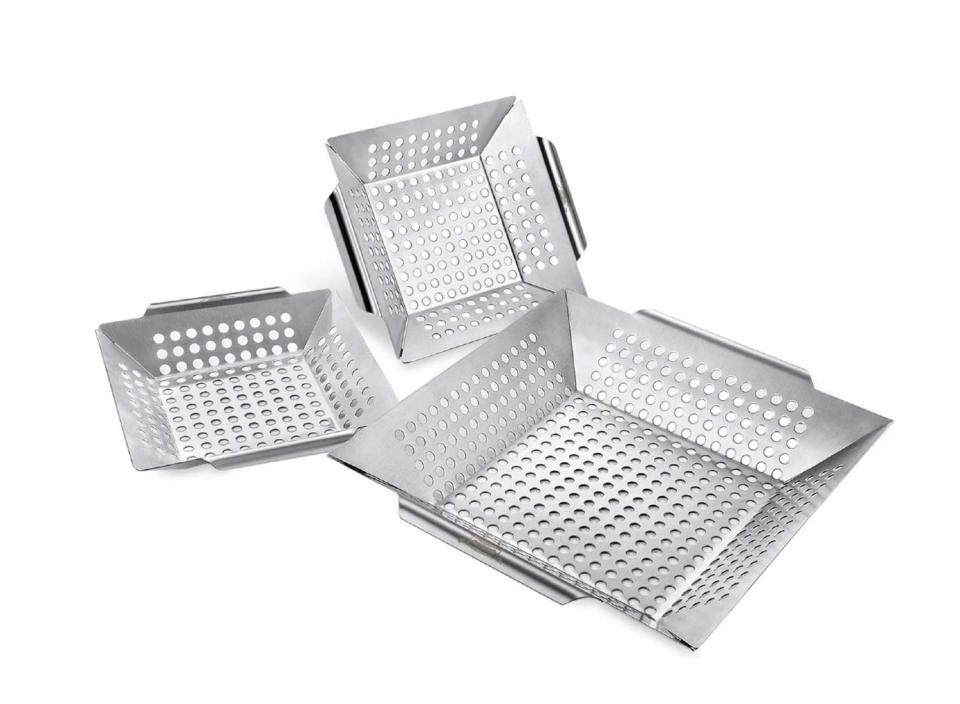 Grill your favorite veggies or diced food items with these grill baskets without having them slip through the grill. (Source: Amazon)